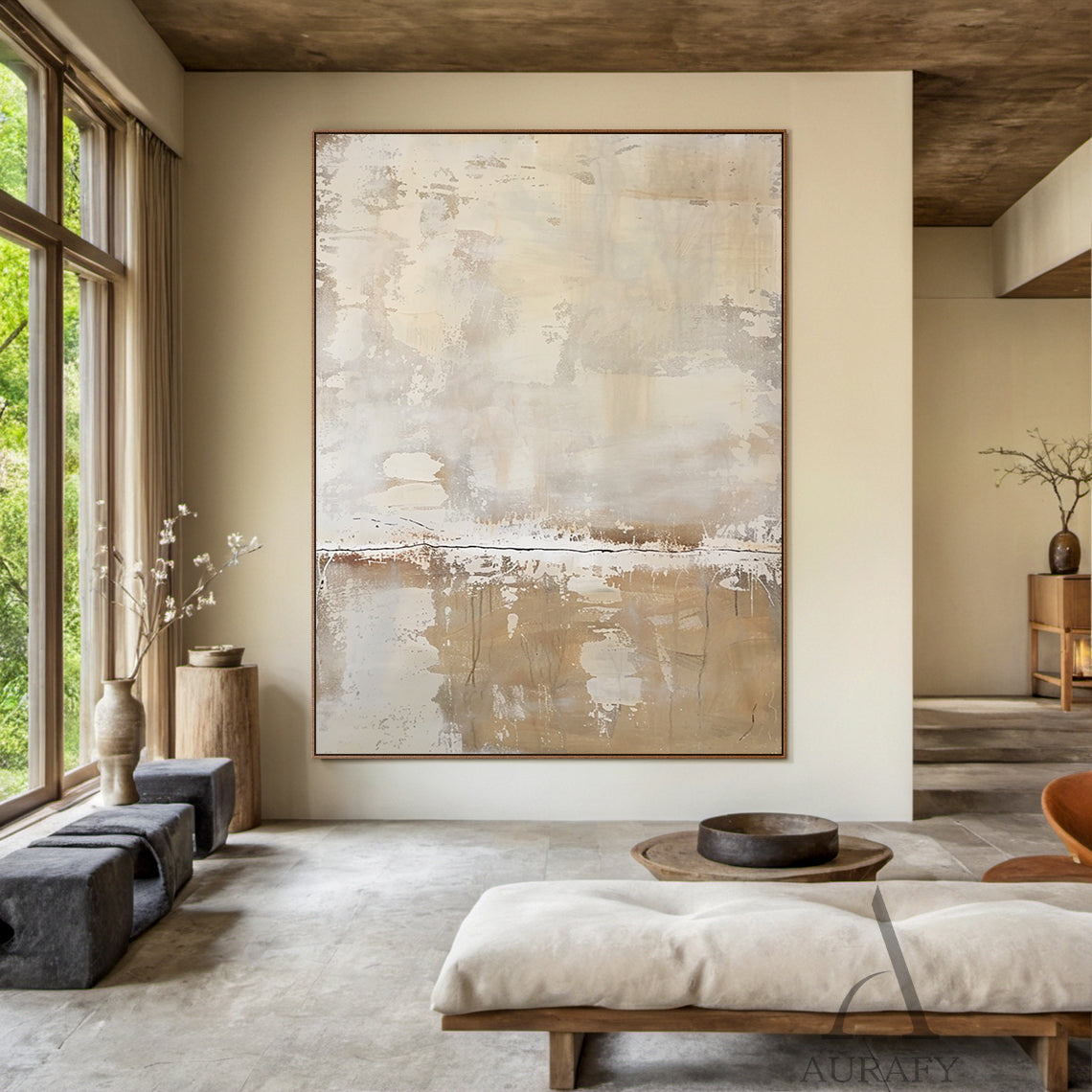 Beige General Abstract Wall Art for Modern Living Room Decor AURA290