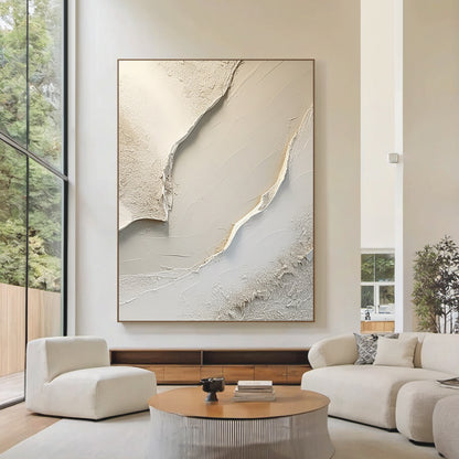 Abstract Earth Texture Wall Art – Soft Sand Tones – AURA012(Vertical)