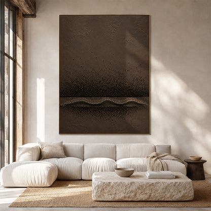 Wabi-Sabi Brown Plaster Textured Painting Japandi Minimalist Luxe Sculpted Canvas Tactile Abstract Wall Art AURA766