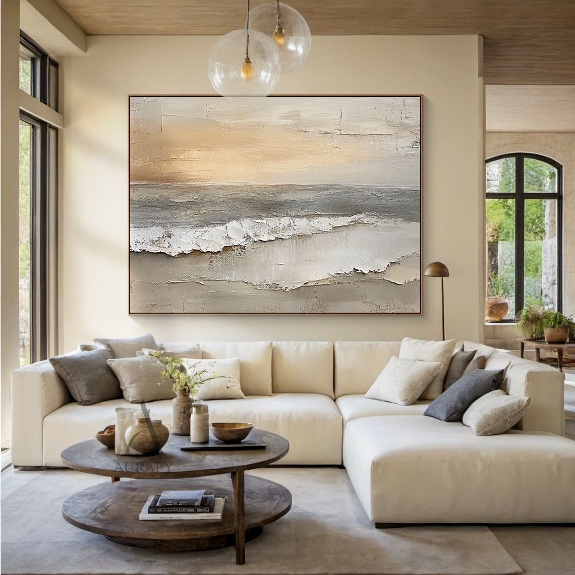 Minimalist Neutral Shoreline Wall Art - AURA688