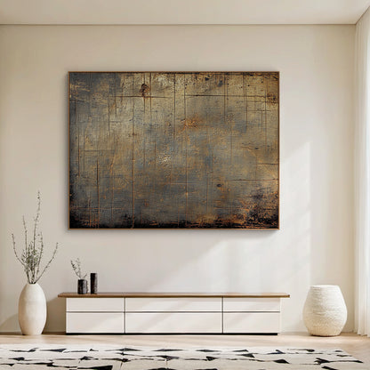 Wabi Sabi Brown Tactile Weathered Aged Artwork with Scratch Marks Rustic Finish AURA585