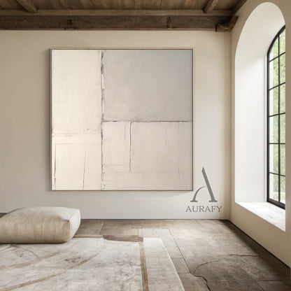 Beige Abstract Art Modern Wabi-Sabi Japandi Organic Tactile Plaster Textured Wall Decor AURA491