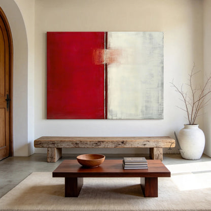 General Abstract Beige Red Wall Art for Modern Home Decor AURA347