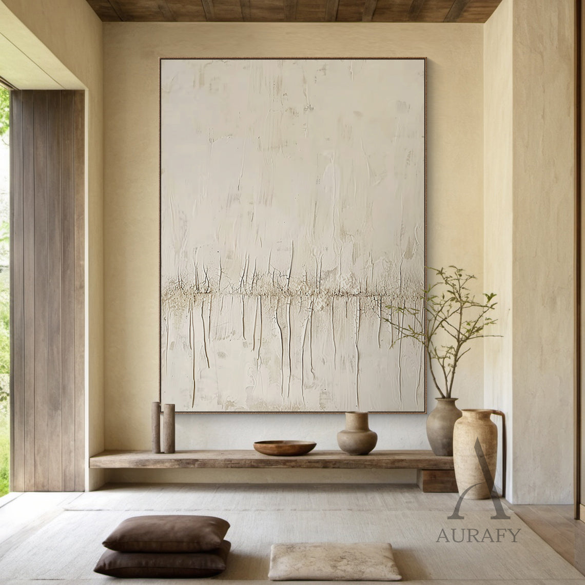 Wabi Sabi Beige Home Decor Accent Piece for Living Room AURA291