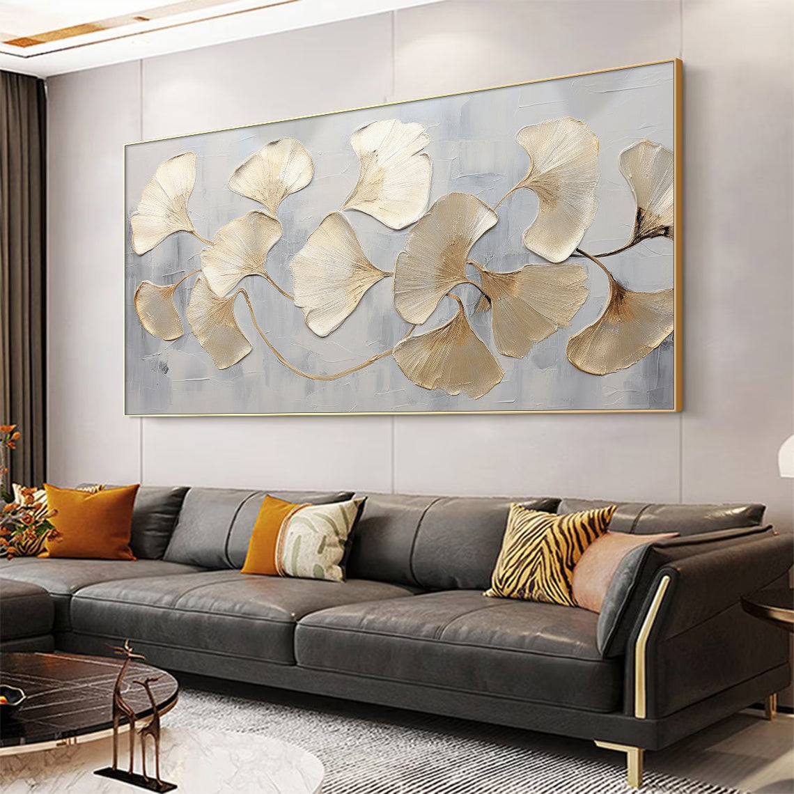 Golden Ginkgo-Yellow & Grey Spatial Field-AURA093