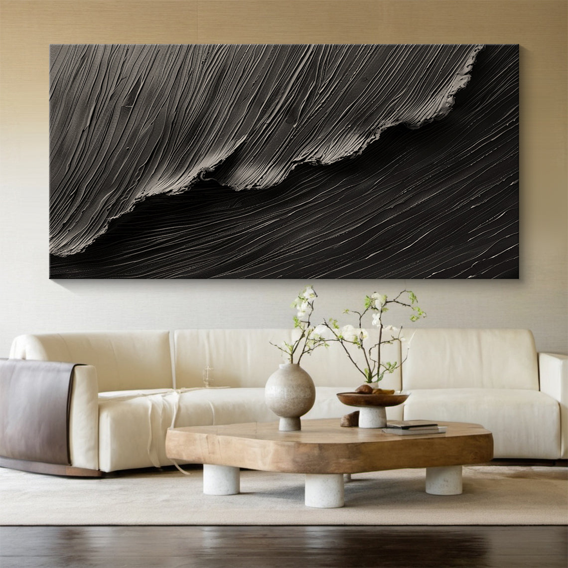 Midnight Tides-Black 3D Textured-AURA057