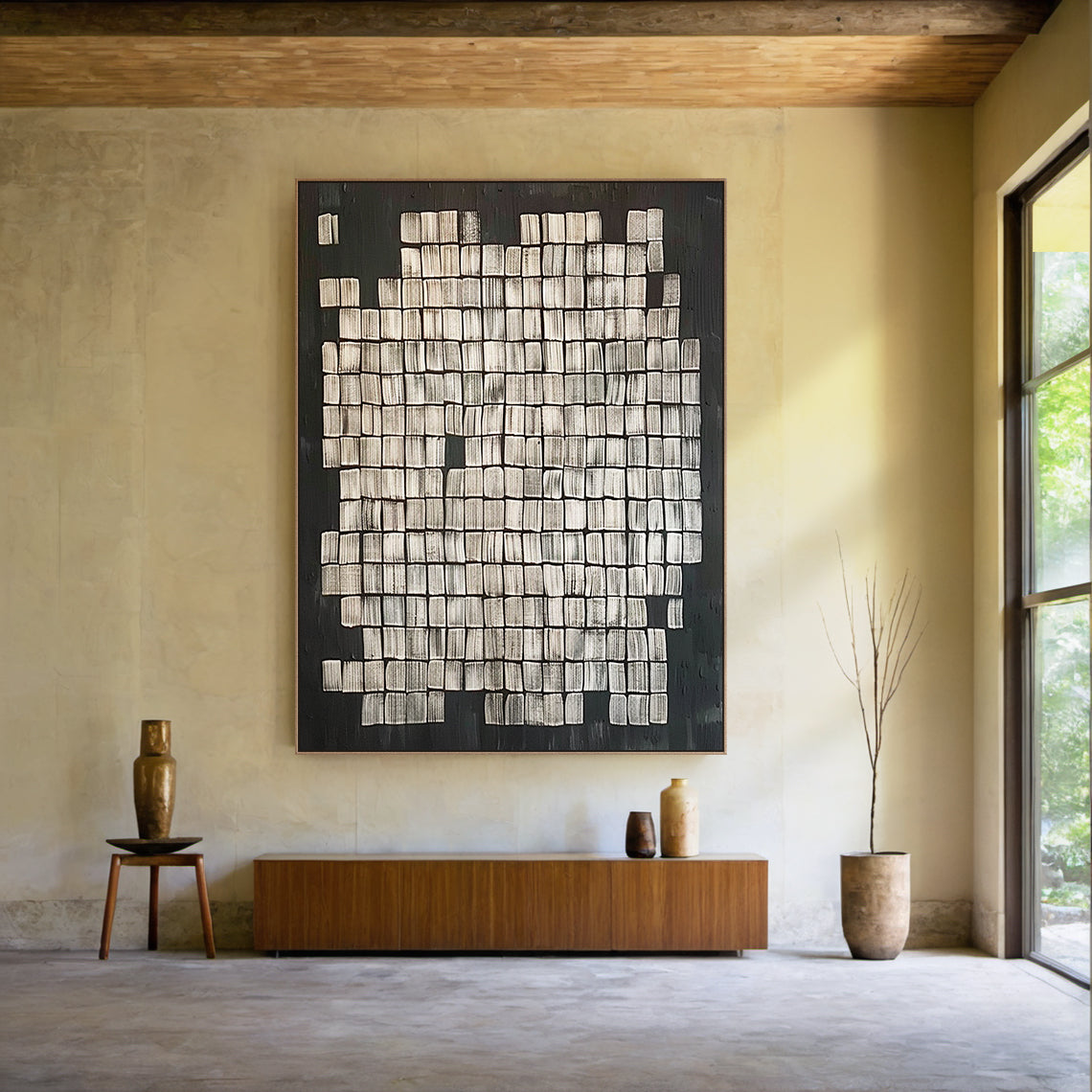 Wabi Sabi Style Black Beige Rustic Home Decor Accent Piece AURA280