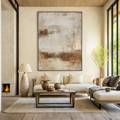 Earthbound Silence-Beige & Brown Wabi-Sabi Art-AURA073