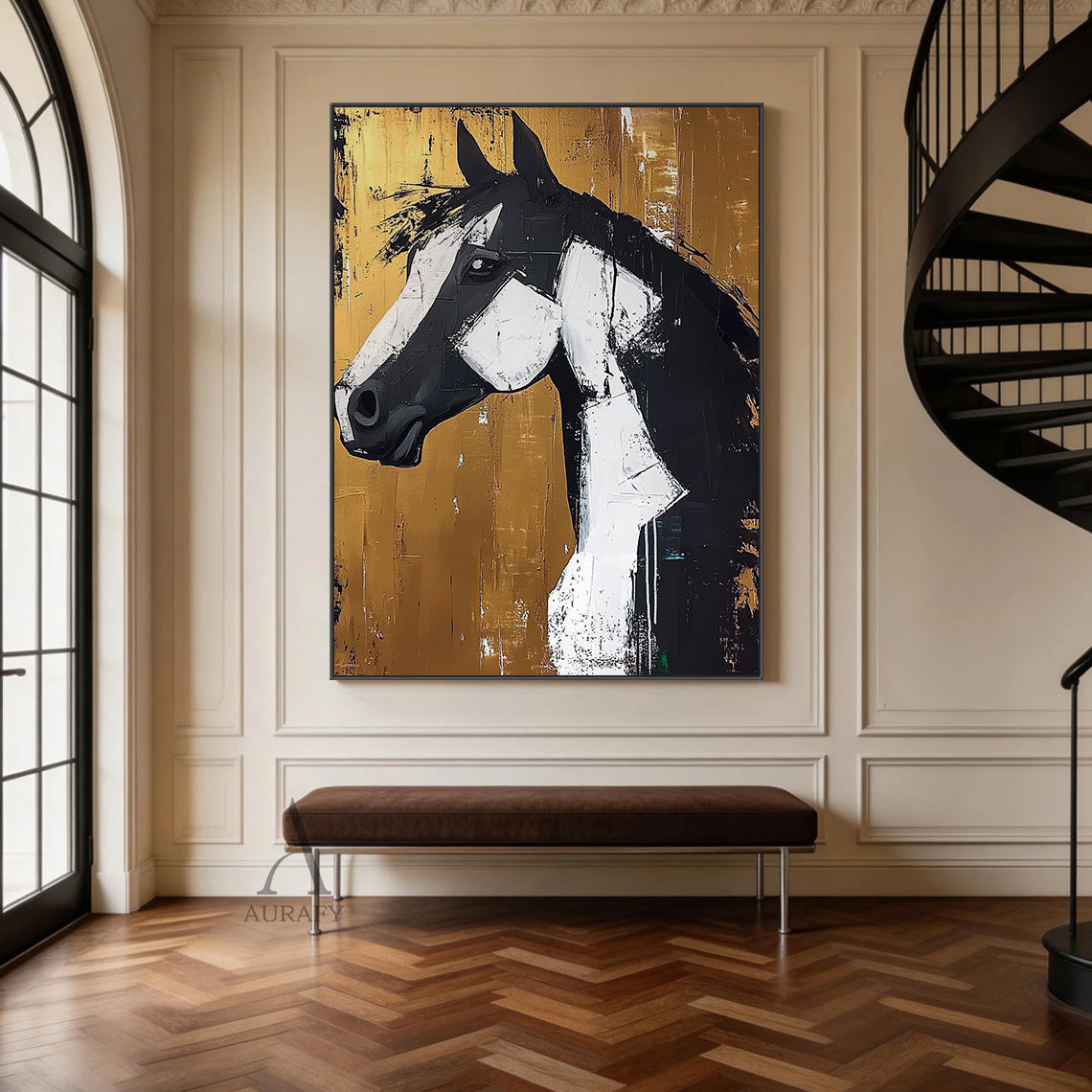 Modern Yellow Black Abstract Art Print for Home Wall Decor AURA366