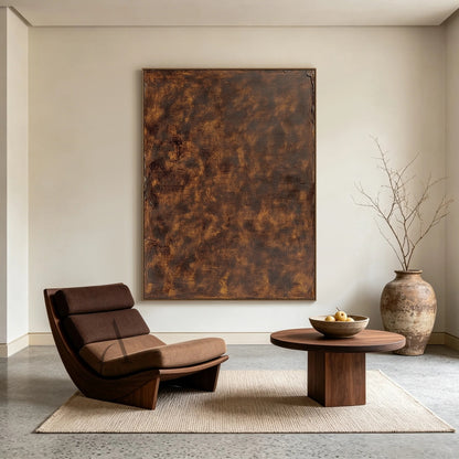 Burnished Earth, Brown Weathered Texture Abstract Painting AURA870