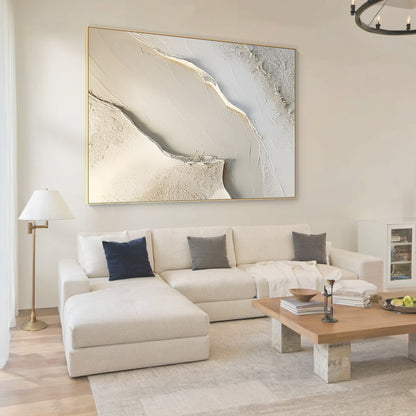 Abstract Earth Texture Wall Art – Soft Sand Tones – AURA012(Vertical)