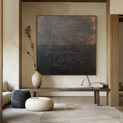 General Abstract Brown Art Thick Impasto Tactile Surface Scratched Industrial Retro Texture AURA477