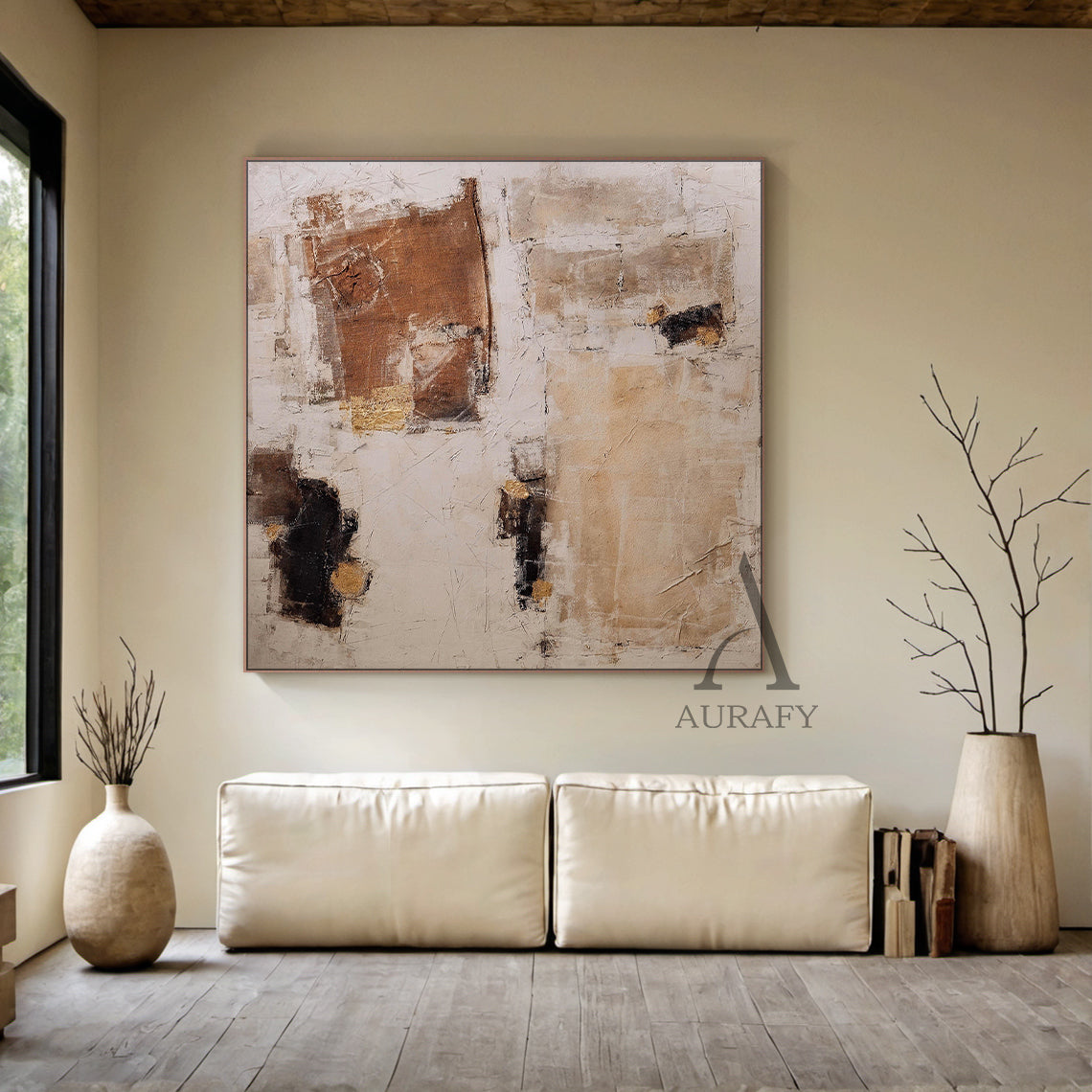 Stylish Beige General Abstract Wall Art for Modern Home Decor AURA237