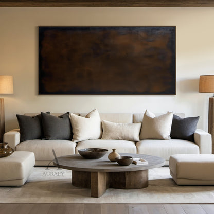 Umber Study, Warm Brown Patina Abstract Wall Art AURA879