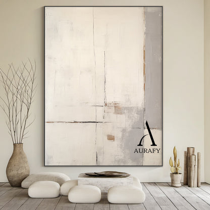 Minimalist Wall Art Beige Japandi Tactile Plaster Mottled Texture Brushstroke Abstract Art AURA548