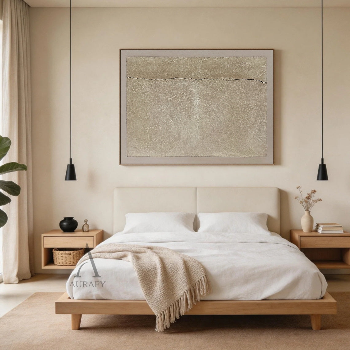 Wabi-Sabi Beige Plaster Textured Abstract Sculpted Canvas Japandi Minimalist Luxe Tactile Handmade Neutral Wall Art AURA734