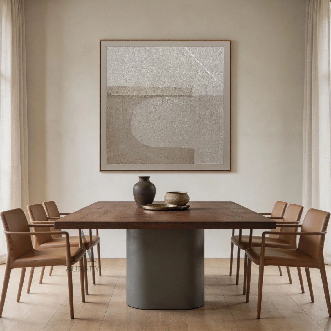 Beige Abstract Wabi-Sabi Plaster Textured Japandi Minimalist Luxe Tactile Canvas Modern Organic Wall Artwork AURA731