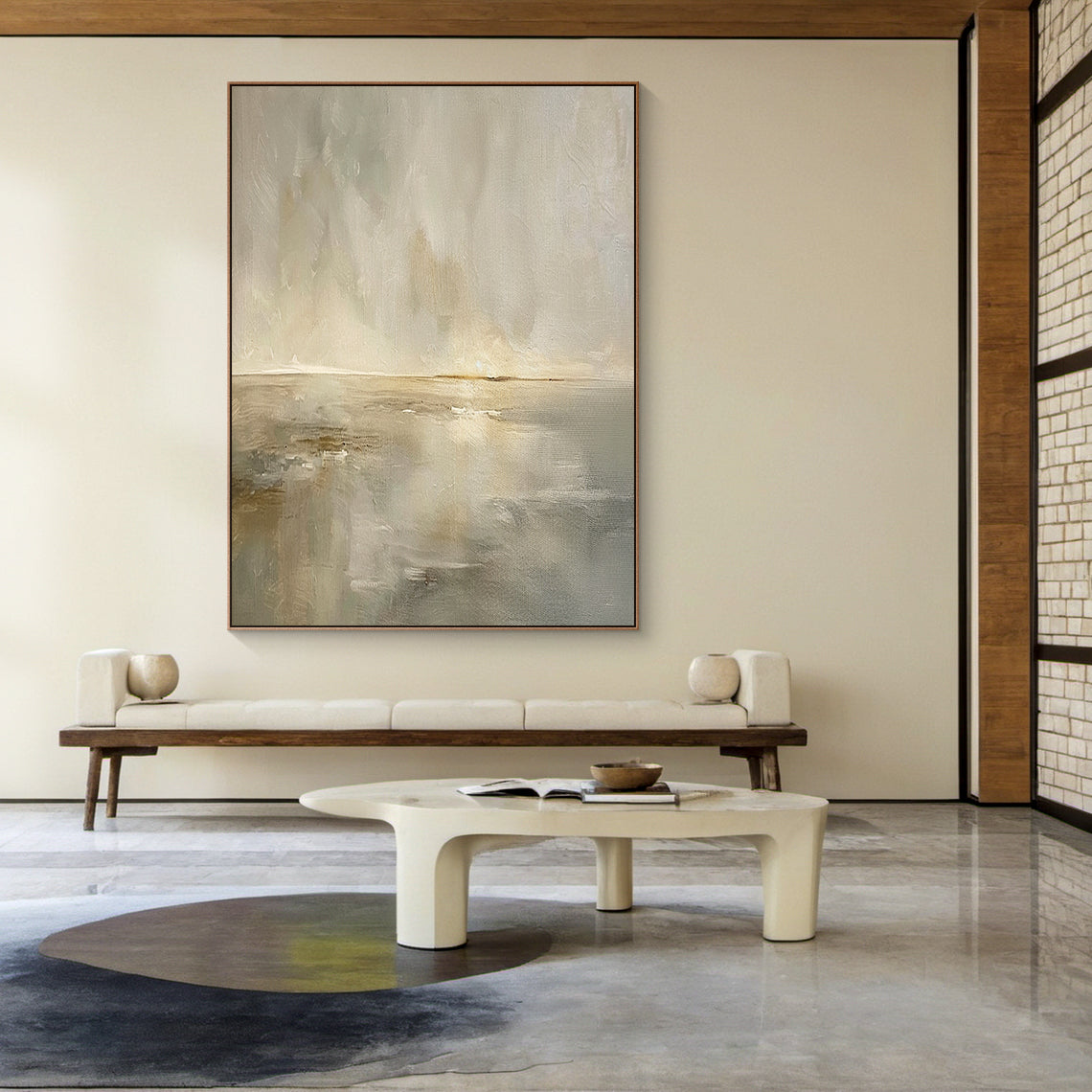 Quiet Horizon-Beige Abstract Field-AURA105
