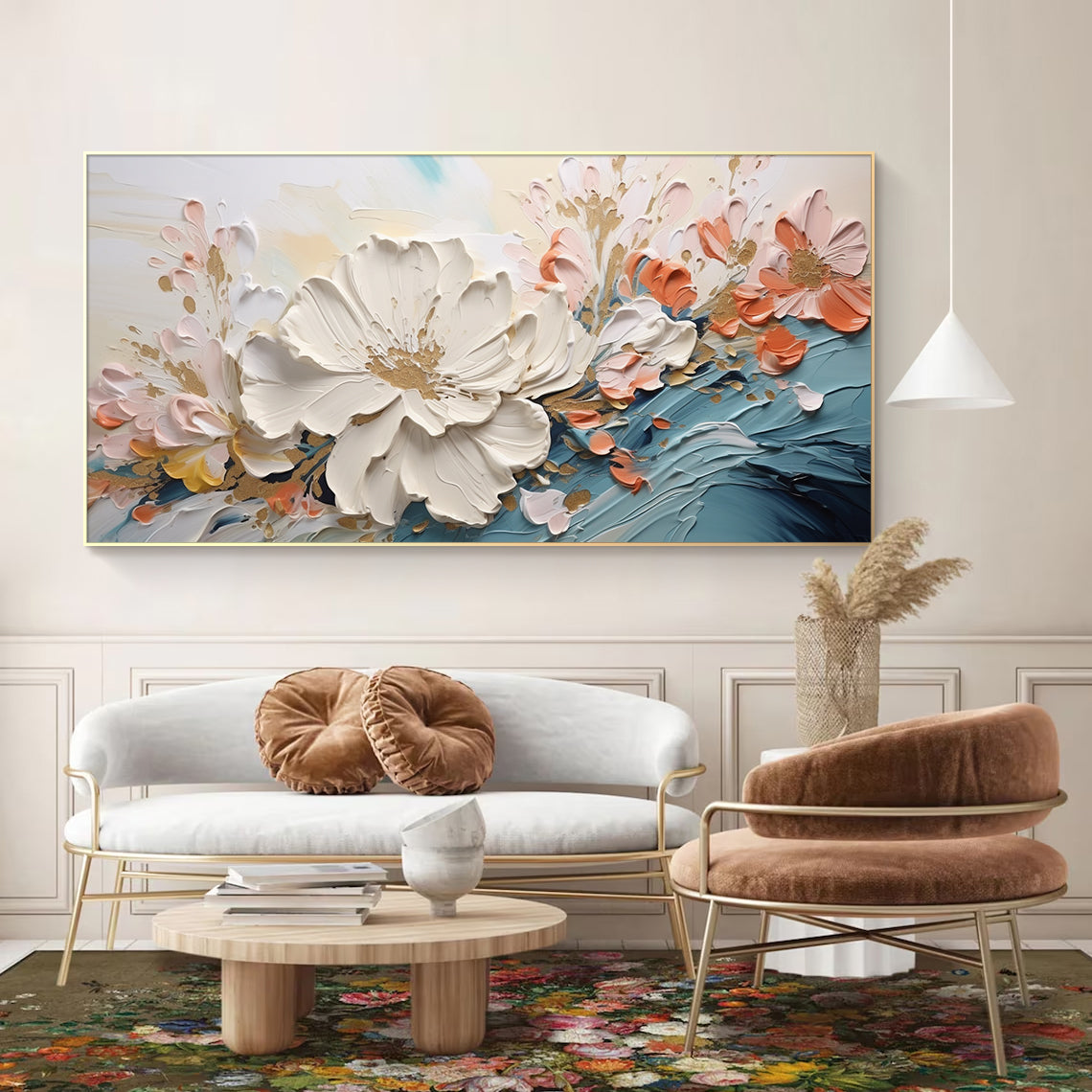 Petal Flow-Blue & Beige 3D Textured-AURA063