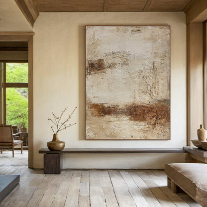 Earthbound Silence-Beige & Brown Wabi-Sabi Art-AURA073