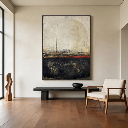 WABI SABI Beige Black Minimalist Home Decor for Living Room AURA302