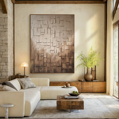Wabi Sabi Beige Textured Abstract Wall Art Living Room Decor AURA075