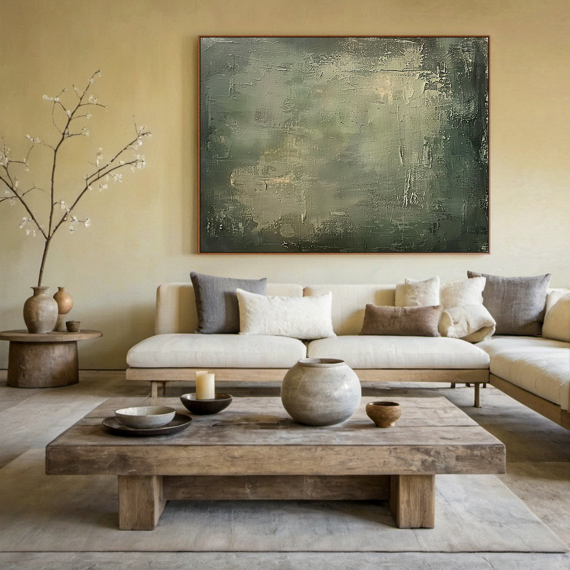 Verdant Stillness-Green 3D Textured-AURA081