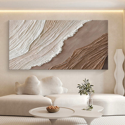Minimalist Grid Texture Wall Art-Warm Beige Tones-AURA060