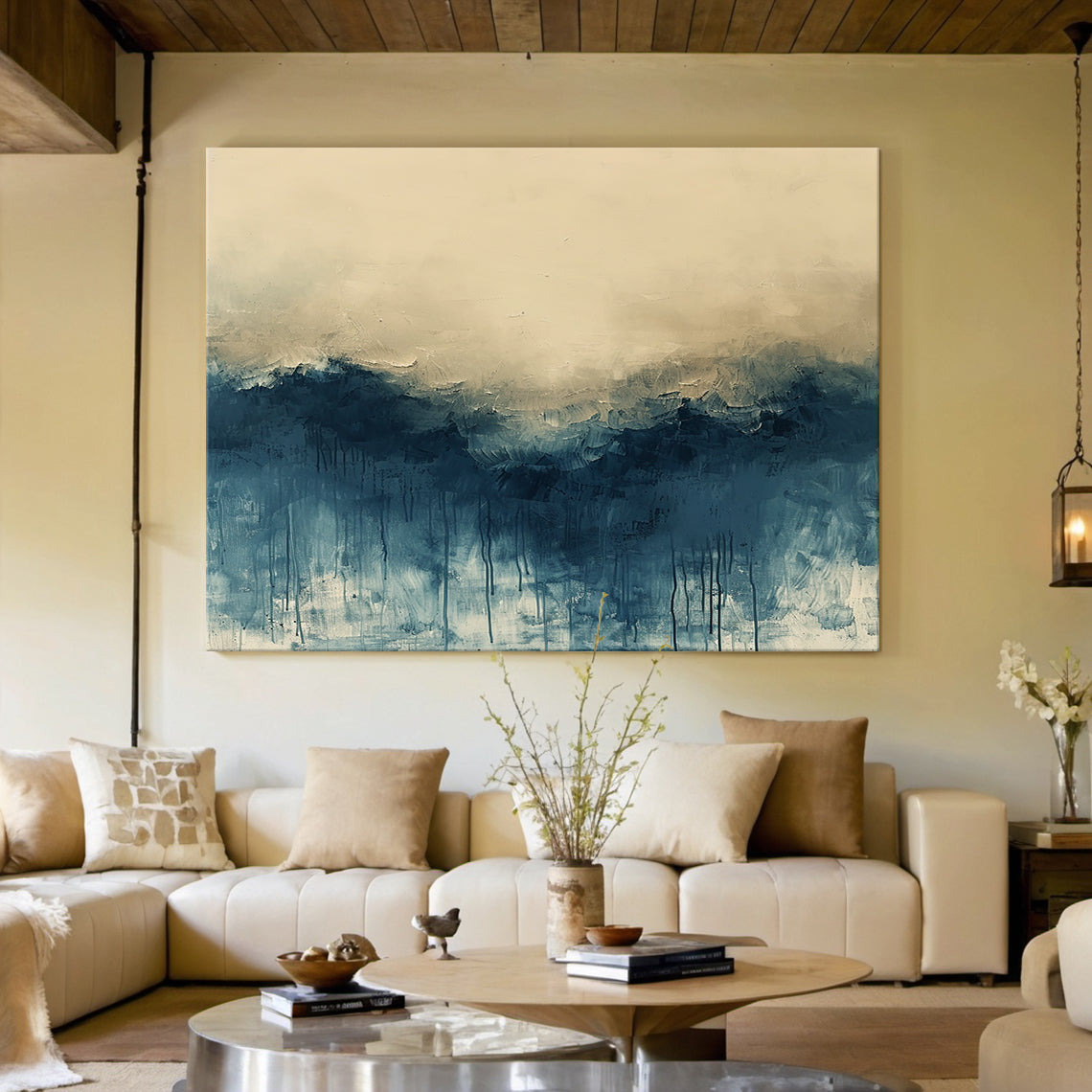 Soft Horizon-Blue & Beige Minimalist Abstract Field-AURA138