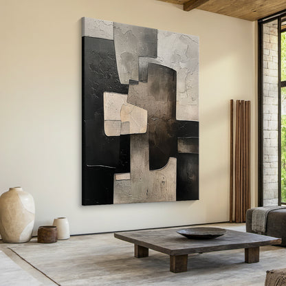 Silent Geometry-Black & Beige Spatial Field-AURA106