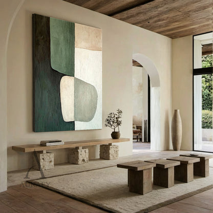 General Abstract Green Beige Wall Art for Home Decor AURA285