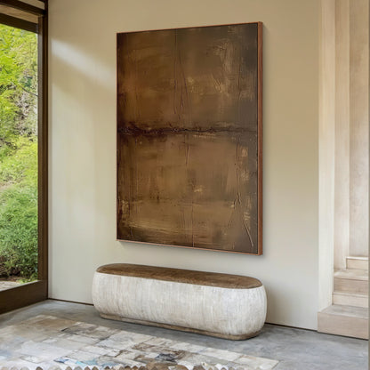 Earthline Depth Canvas — Bronze Umber Textured Wall Art – AURA070