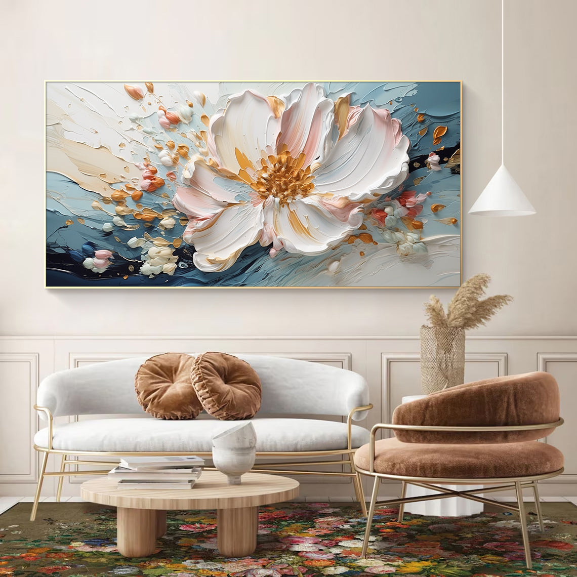 Blooming Calm-Blue & White 3D Textured-AURA062