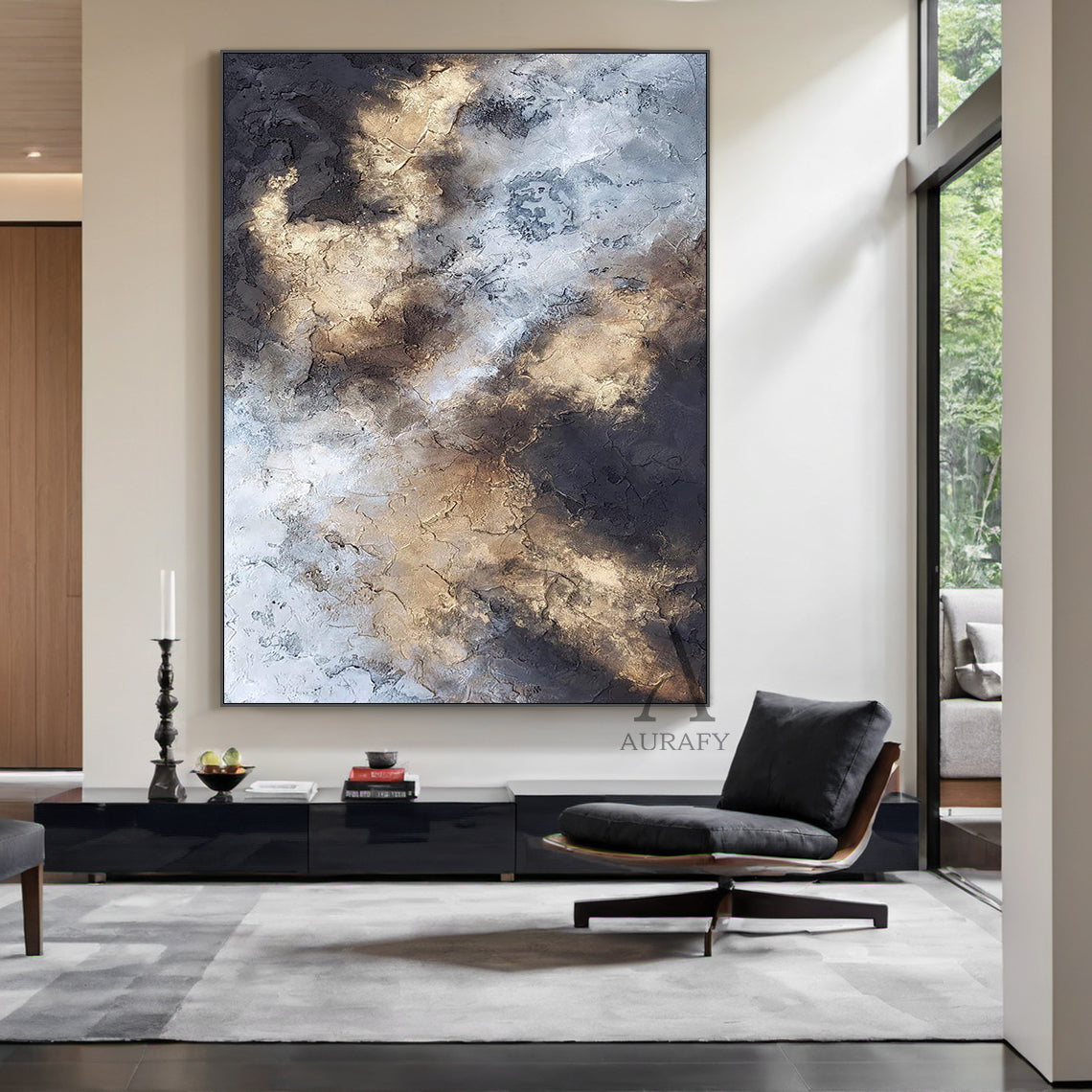Modern Black General Abstract Wall Art for Living Room Decor AURA246