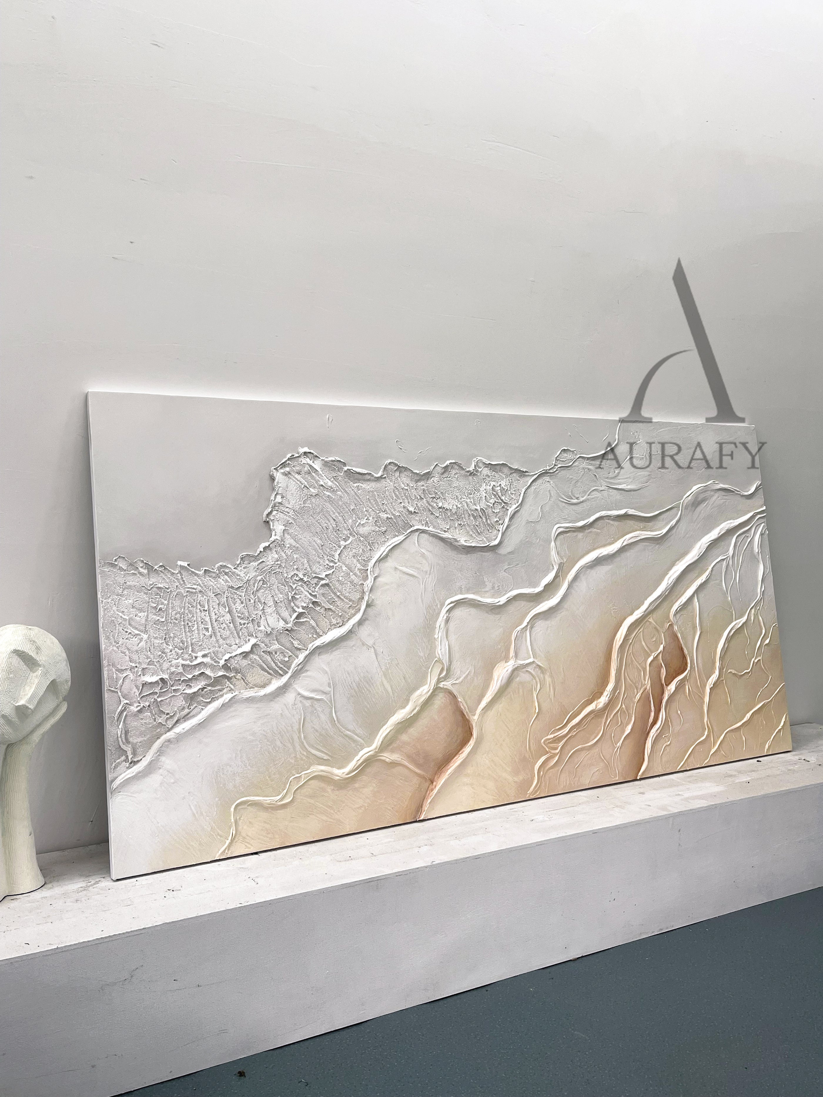 3D Textured Beige Brown Painting Modern Living Room Wall Decor AURA292