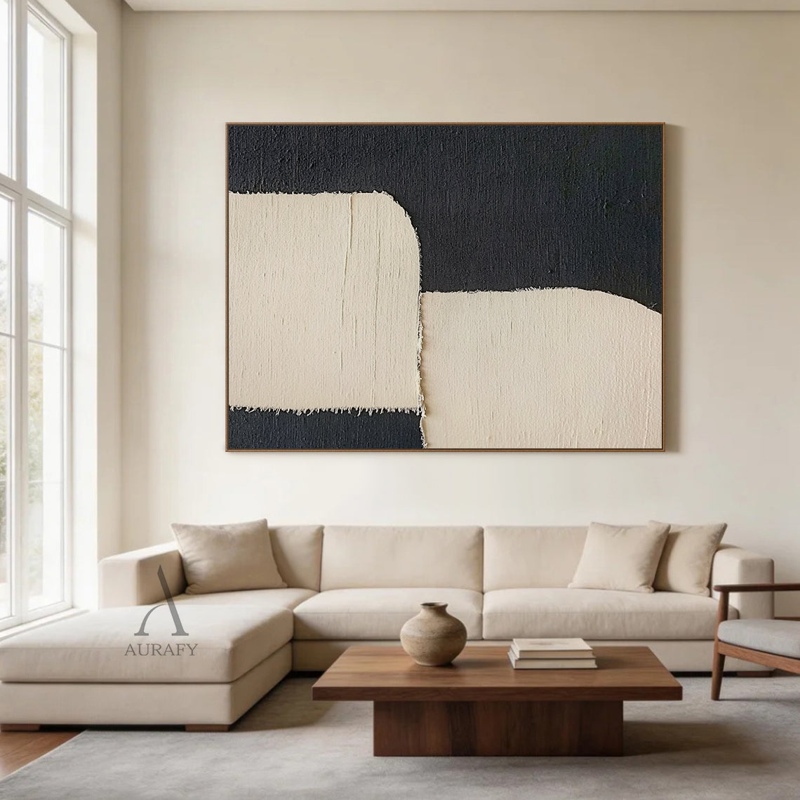 Minimalist Black Beige Wall Art for Home Living Room Decor AURA379