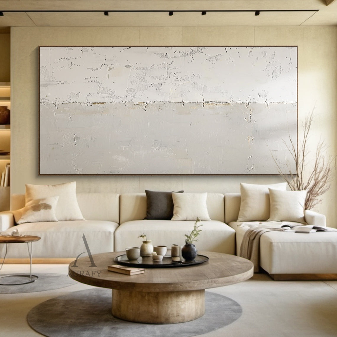 Neutral Beige Wabi-Sabi Textured Abstract Wall Art - AURA812