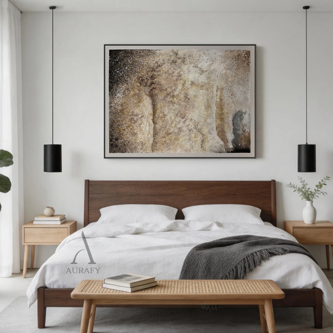 Wabi-Sabi Textured Abstract Wall Art Plaster Tactile Knife Stroke Japandi Minimalist Luxe Neutral Home Decor AURA732