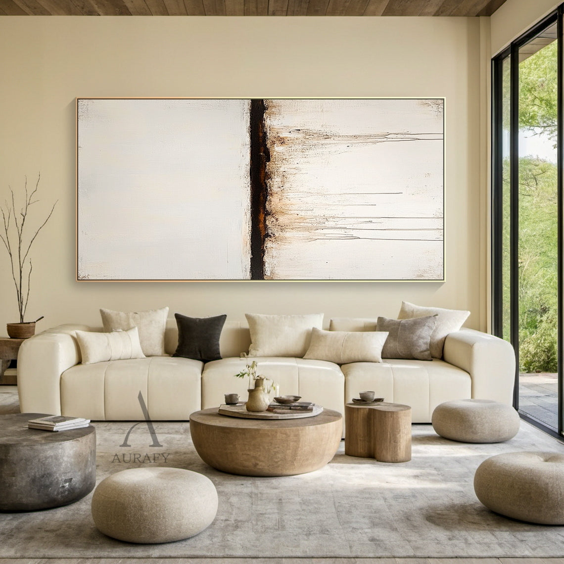 White Drip Line Minimalist Wall Art - AURA696