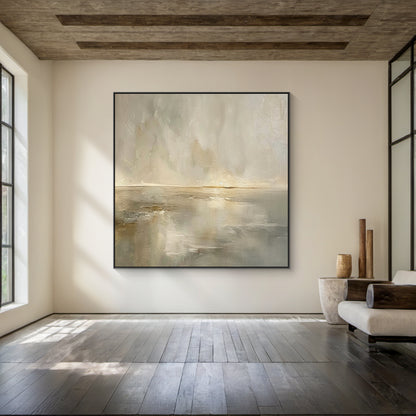 Quiet Horizon-Beige Abstract Field-AURA105