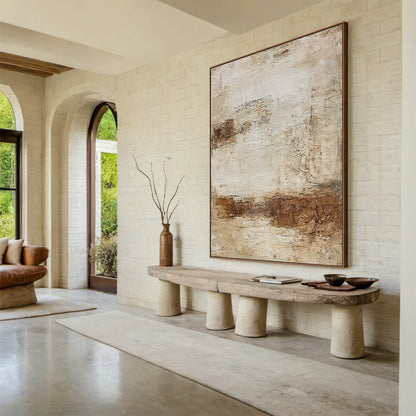 Earthbound Silence-Beige & Brown Wabi-Sabi Art-AURA073