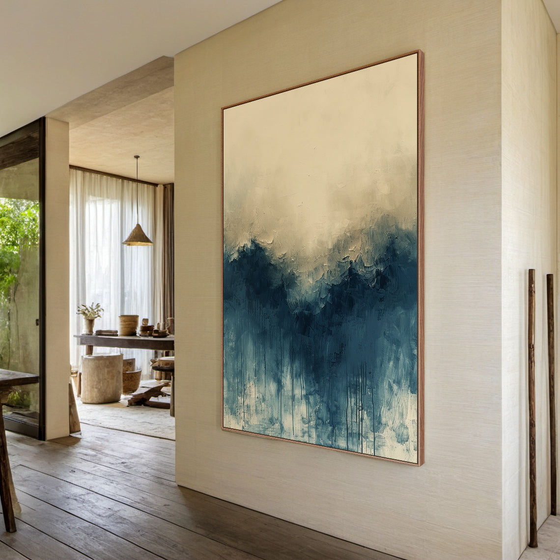 Soft Horizon-Blue & Beige Minimalist Abstract Field-AURA138