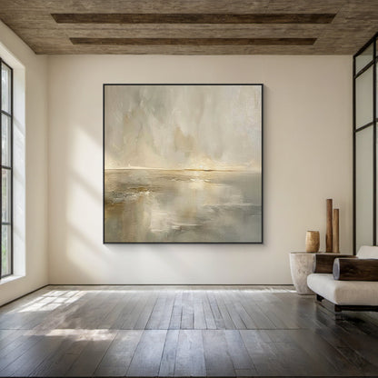 Quiet Horizon-Beige Abstract Field-AURA105