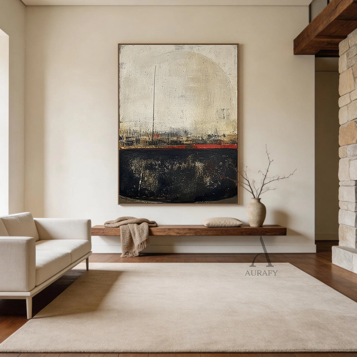 WABI SABI Beige Black Minimalist Home Decor for Living Room AURA302