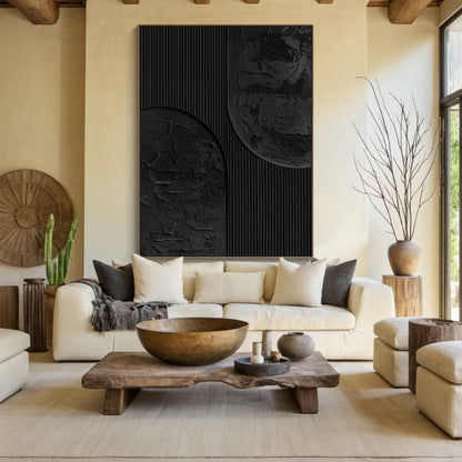 Linear Tension-Black Geometry Texture Field-AURA135