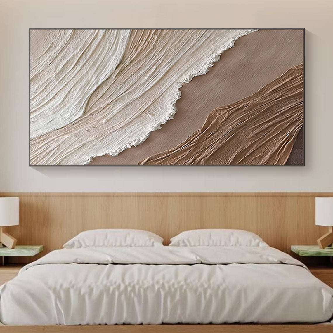 Minimalist Grid Texture Wall Art-Warm Beige Tones-AURA060
