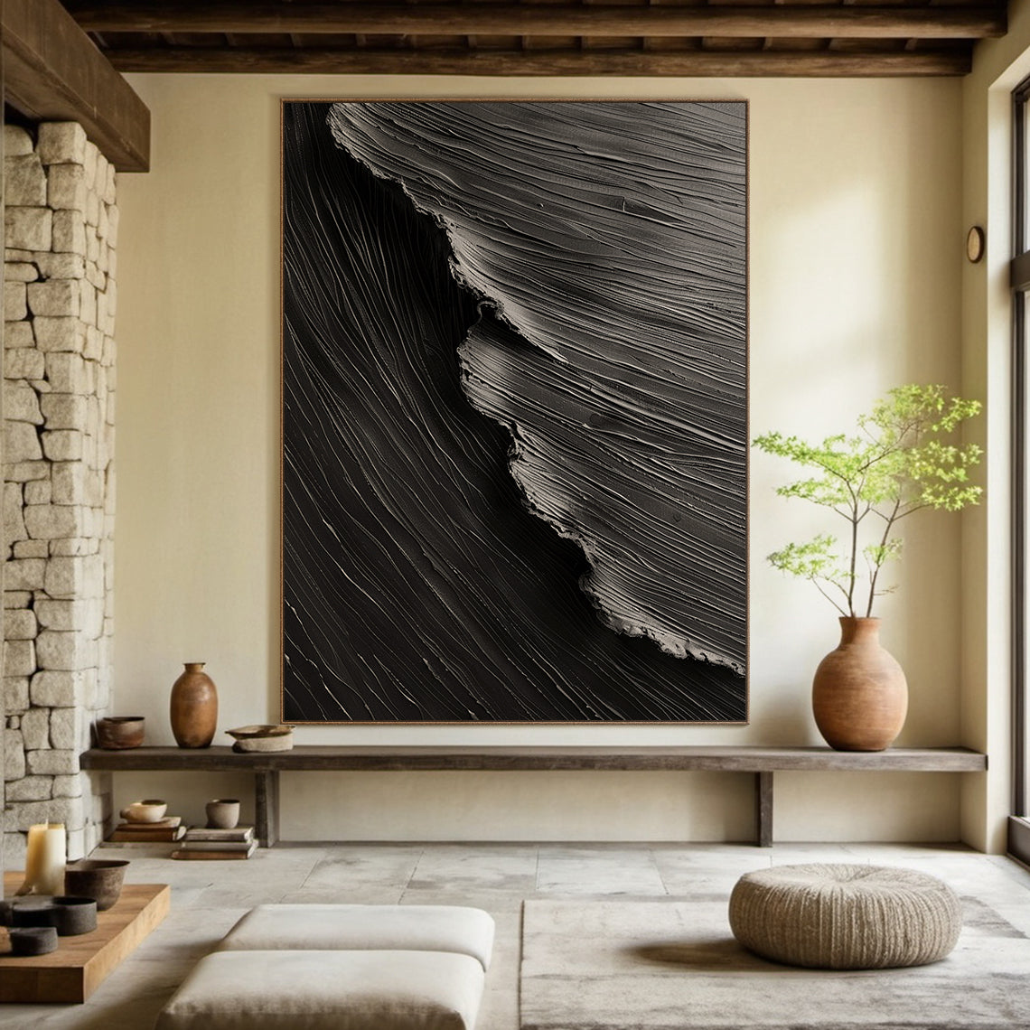 Midnight Tides-Black 3D Textured-AURA057