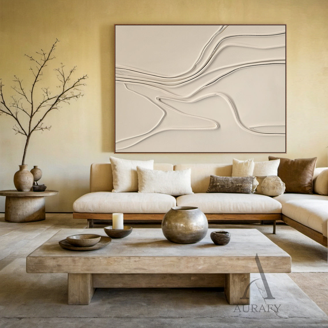 Minimalist Beige Wall Art for Living Room Bedroom Home Decor AURA284
