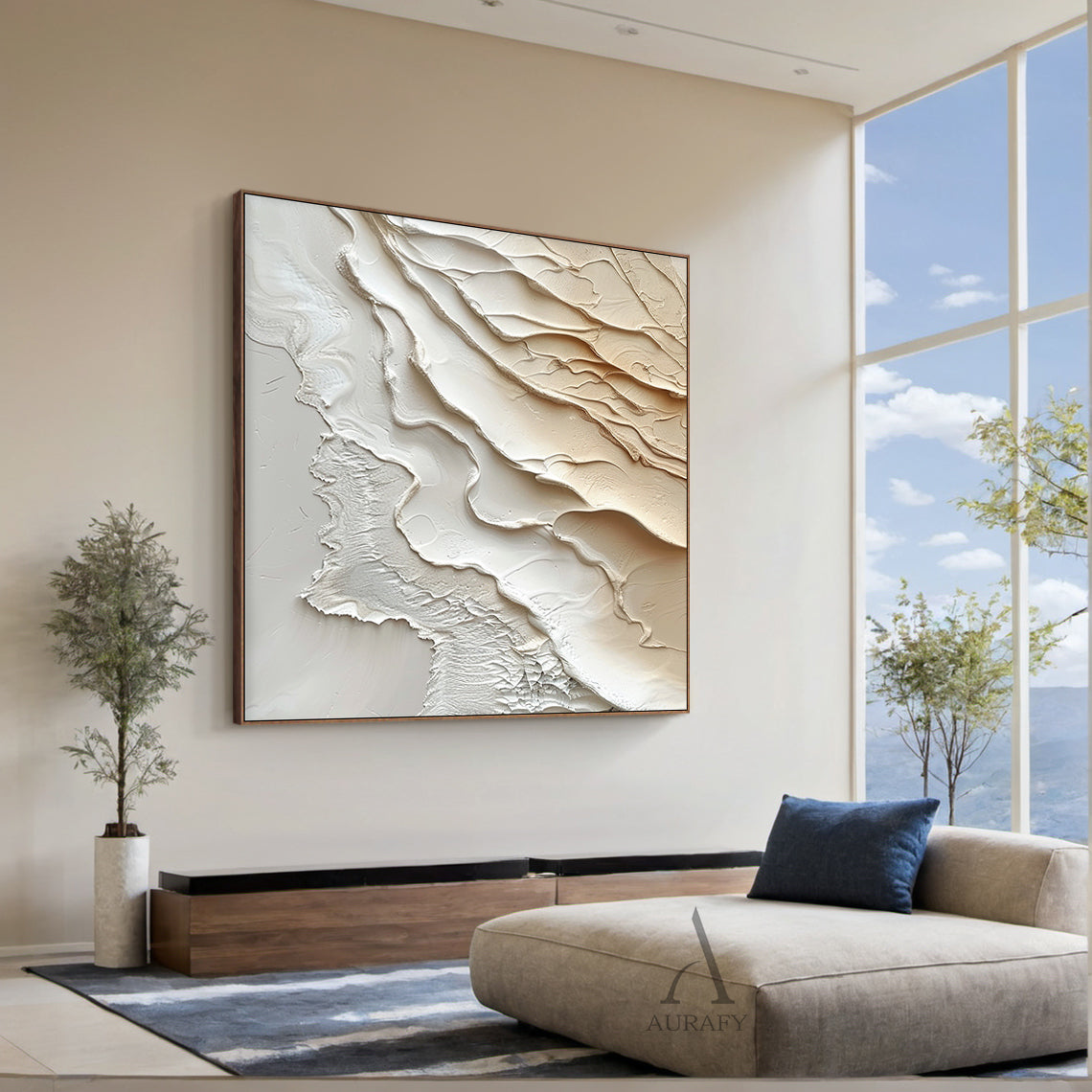 3D Textured Beige Brown Painting Modern Living Room Wall Decor AURA292