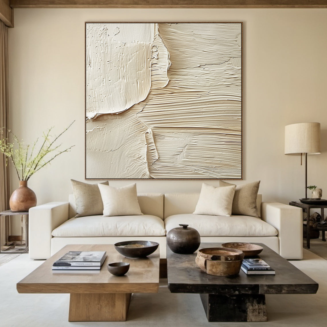 Soft Rift-Beige 3D Textured Art-AURA069